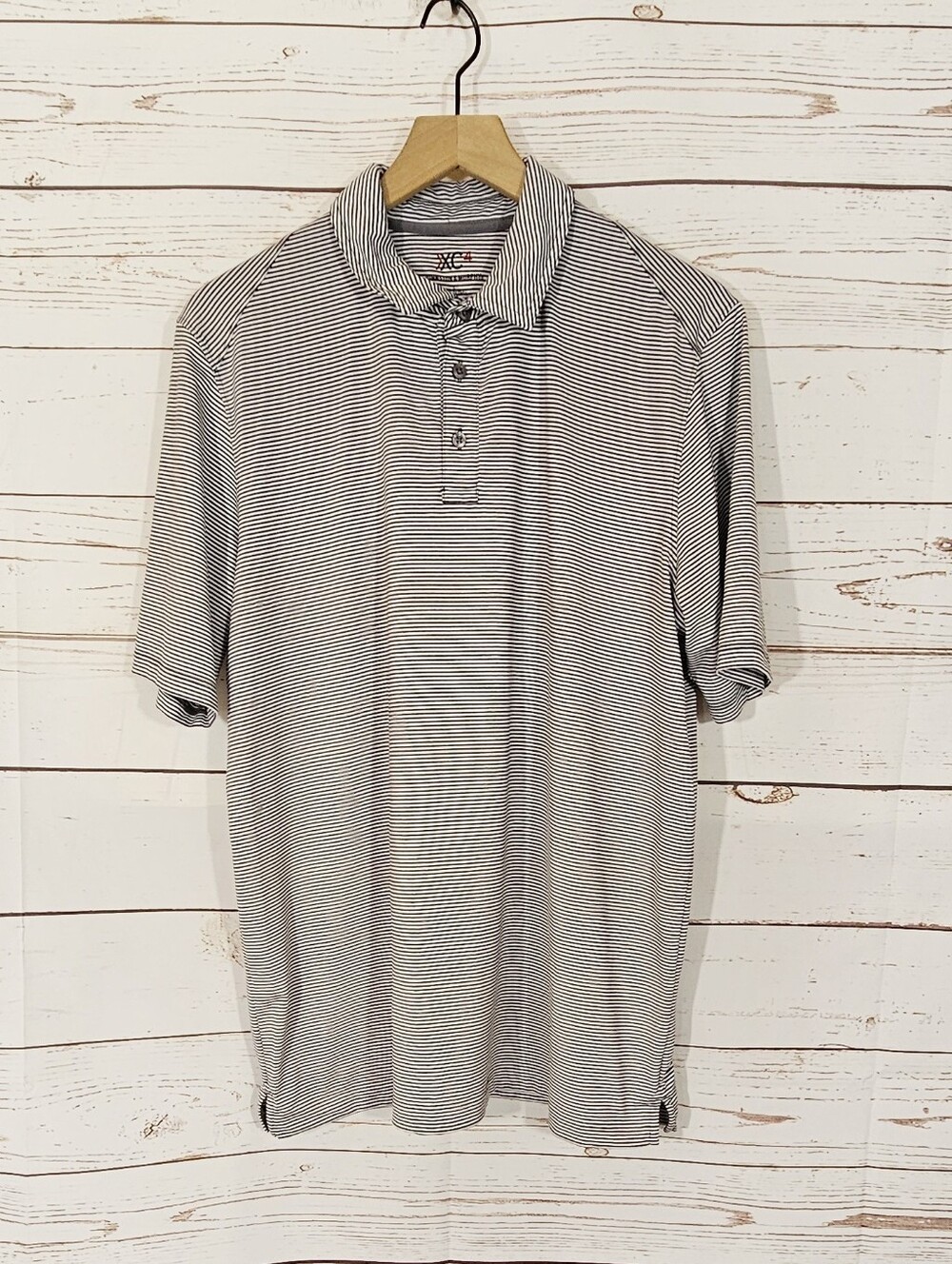 Johnston & Murphy | XC4 Performance Gray Micro Stripe Polo